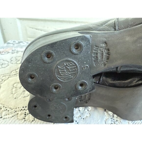 Antique 1910&#39;s Edwardian Womens Black Leather High Lace Up Boots Sz 5 - Picture 9 of 16